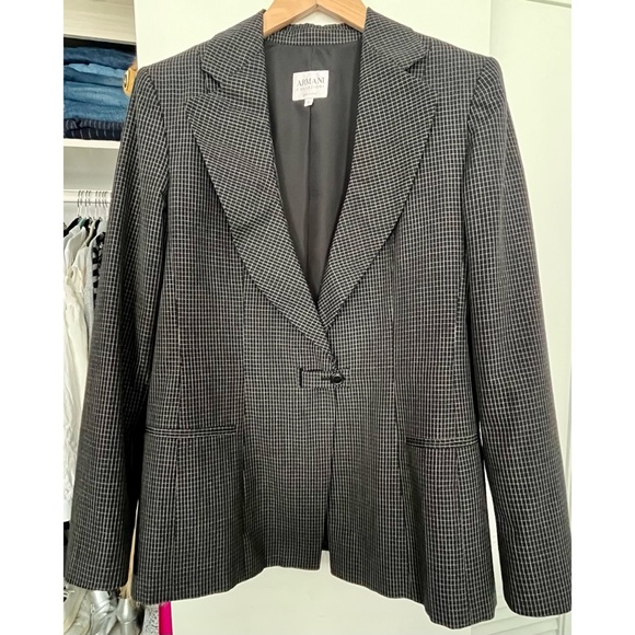 Armani Collezioni Jackets & Blazers - Armani Collezioni Black & White Strip/Grid Blazer